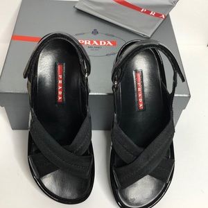 Prada criss cross Sandal Shoe with Velcro strap
